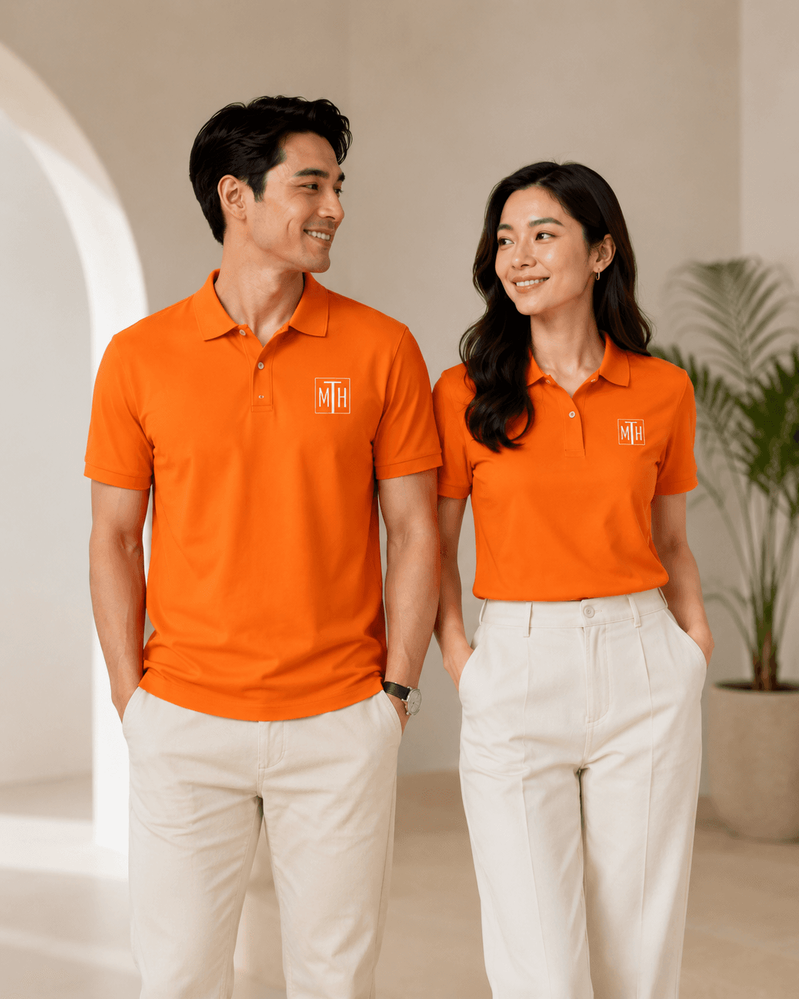 MTH polo in sun-warm orange