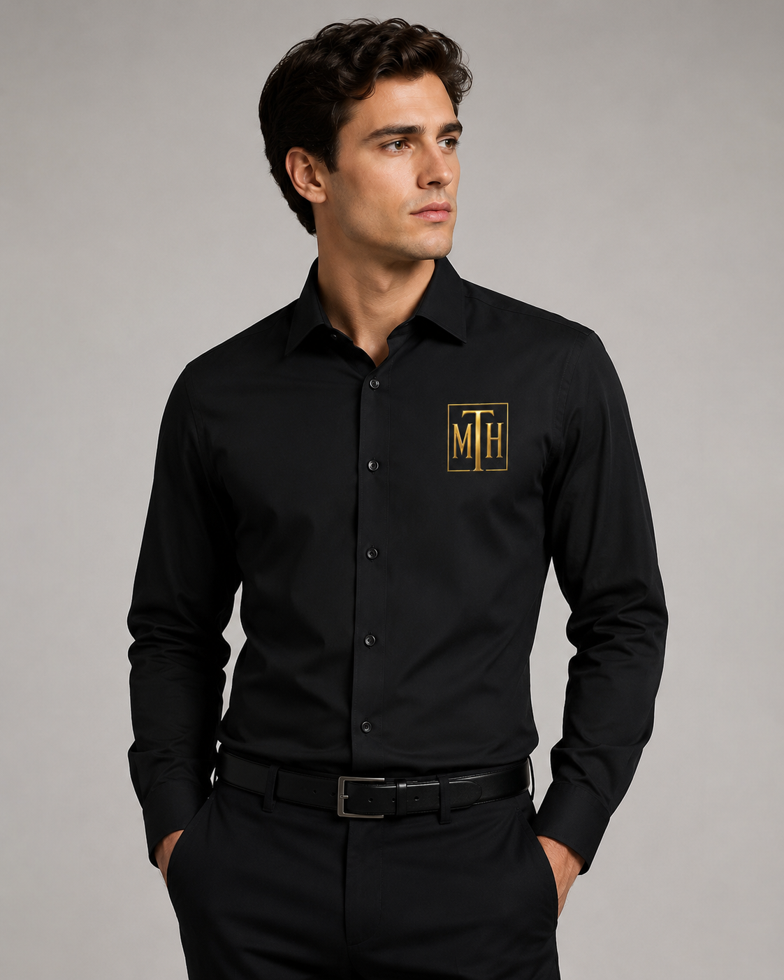 MTH Aurum dress shirt with gold monogram